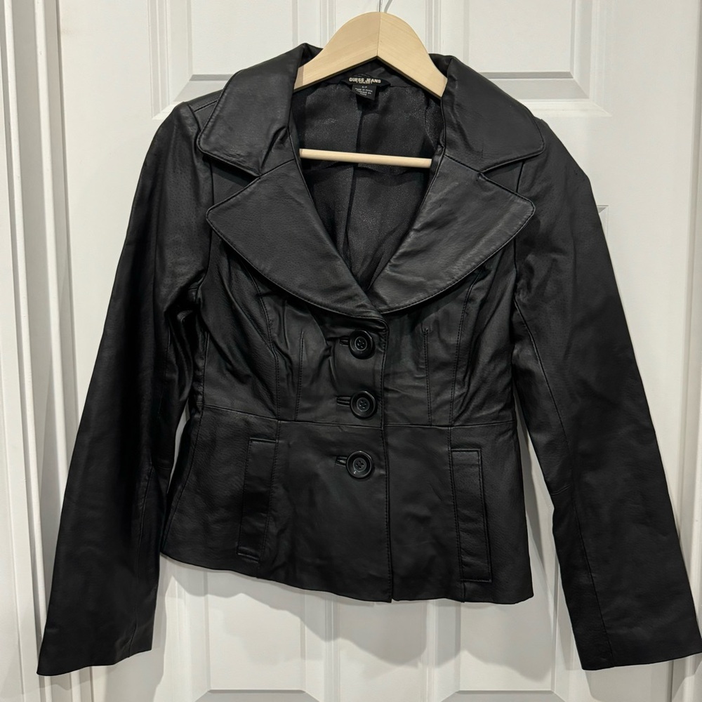 Y2K Guess Jeans vintage leather jacket (S)